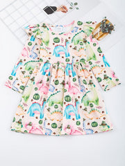 Girls Dinosaur Print Dress Summer Clothes