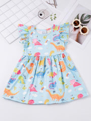 Girls Dinosaur Print Dress Summer Clothes