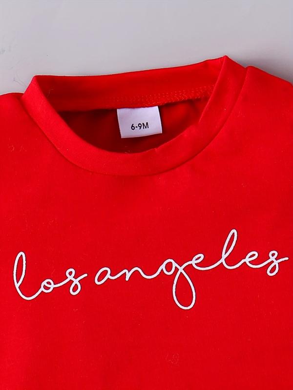 2pcs Infant Boys Casual Los Angeles T-shirt & Shorts Set for Summer