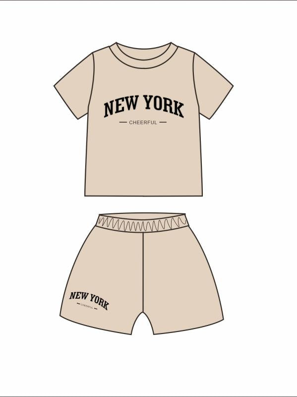 2pcs Infant Boys Casual Los Angeles T-shirt & Shorts Set for Summer