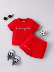 2pcs Infant Boys Casual Los Angeles T-shirt & Shorts Set for Summer