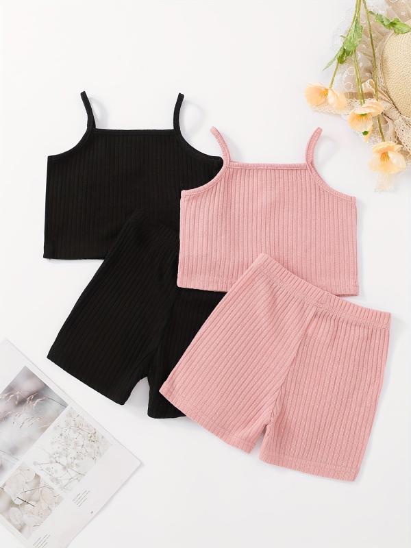 Girls Button Front Crop Cami Top & Shorts Set