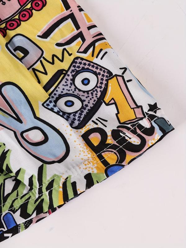 Letter Print Boys Beach Shorts Quick Drying Seaside Outdoor