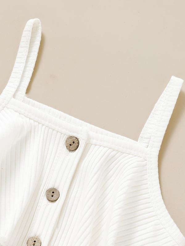 Girls Ribbed Cami Romper Shorts with Belt for Summer