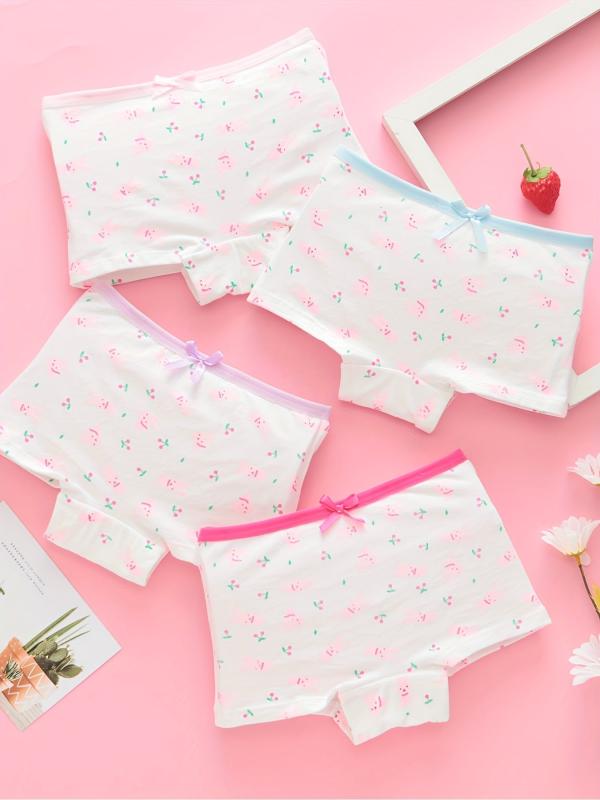 4pcs Girls Bunny Cat Print Underwear Soft Panties Briefs 95 Cotton