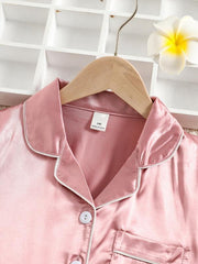 2pcs Solid Casual Pajama Sets