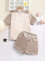 2pcs Solid Casual Pajama Sets