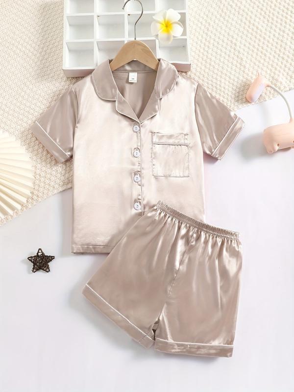 2pcs Solid Casual Pajama Sets