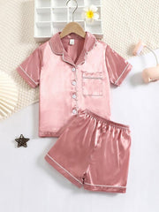 2pcs Solid Casual Pajama Sets