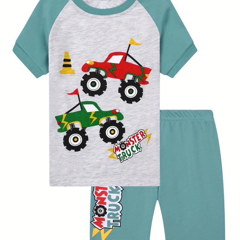 Boys Car Graphic Top & Shorts Pajama Set