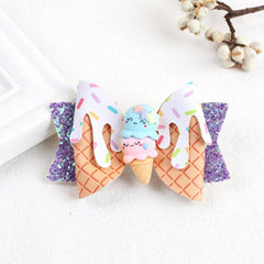Ice Cream Glitter Hair Bowknot Clip for Girls