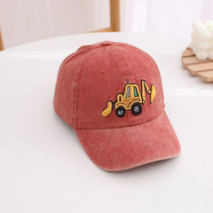 Kids Excavator Embroidered Baseball Cap Adjustable Sun Protection Hat