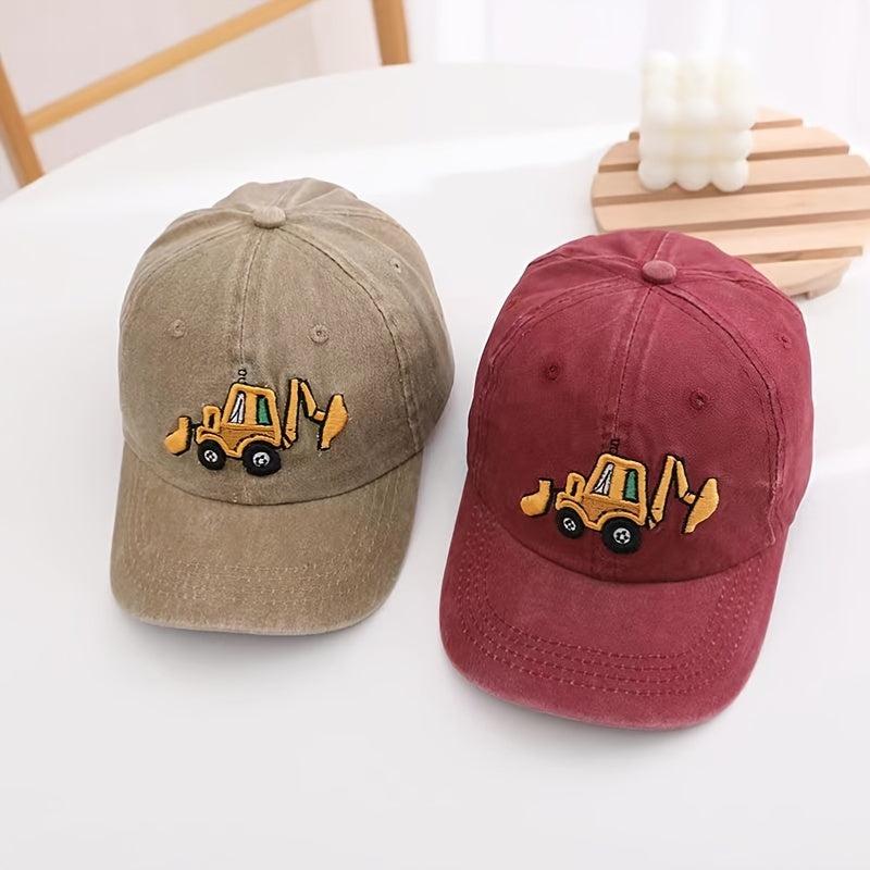 Kids Excavator Embroidered Baseball Cap Adjustable Sun Protection Hat