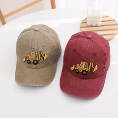 Kids Excavator Embroidered Baseball Cap Adjustable Sun Protection Hat