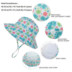 Summer Baby Sun Hat with Neck Ear Cover Anti UV Kids Beach Caps Bucket Cap