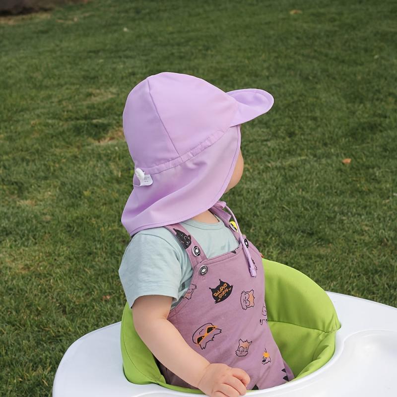 Toddler Solid Bucket Hat Sunscreen Adjustable Wide Brim Beach Basin Hat