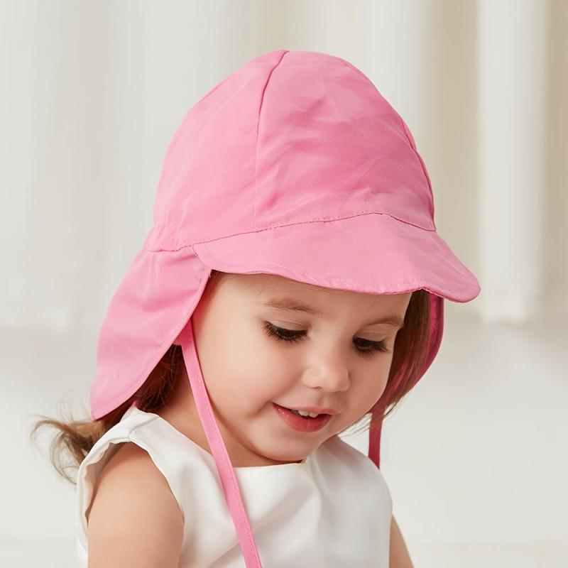 Toddler Solid Bucket Hat Sunscreen Adjustable Wide Brim Beach Basin Hat