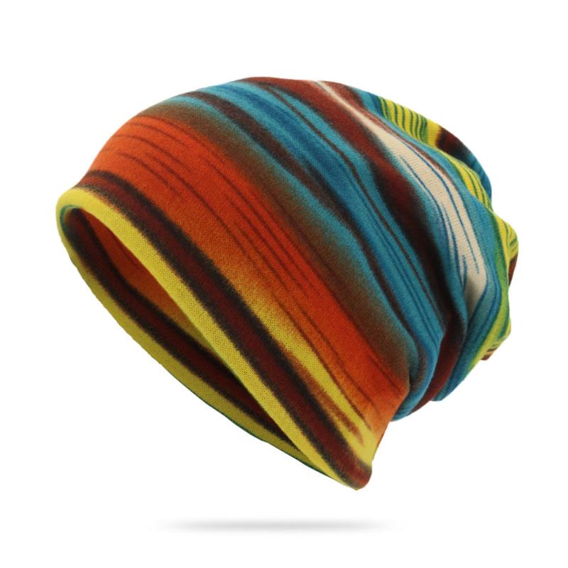 Multicolor Stripe Knit Beanie for Winter