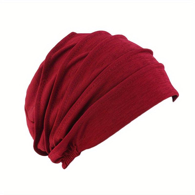 Thickened Elastic Turban Cap Solid Pleated Head Wrap Bandana Casual Beanies