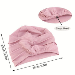 Thickened Elastic Turban Cap Solid Pleated Head Wrap Bandana Casual Beanies