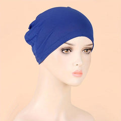 Solid Turban Cap Elastic Inner Cap Head Wraps Casual Bonnet Underscarf