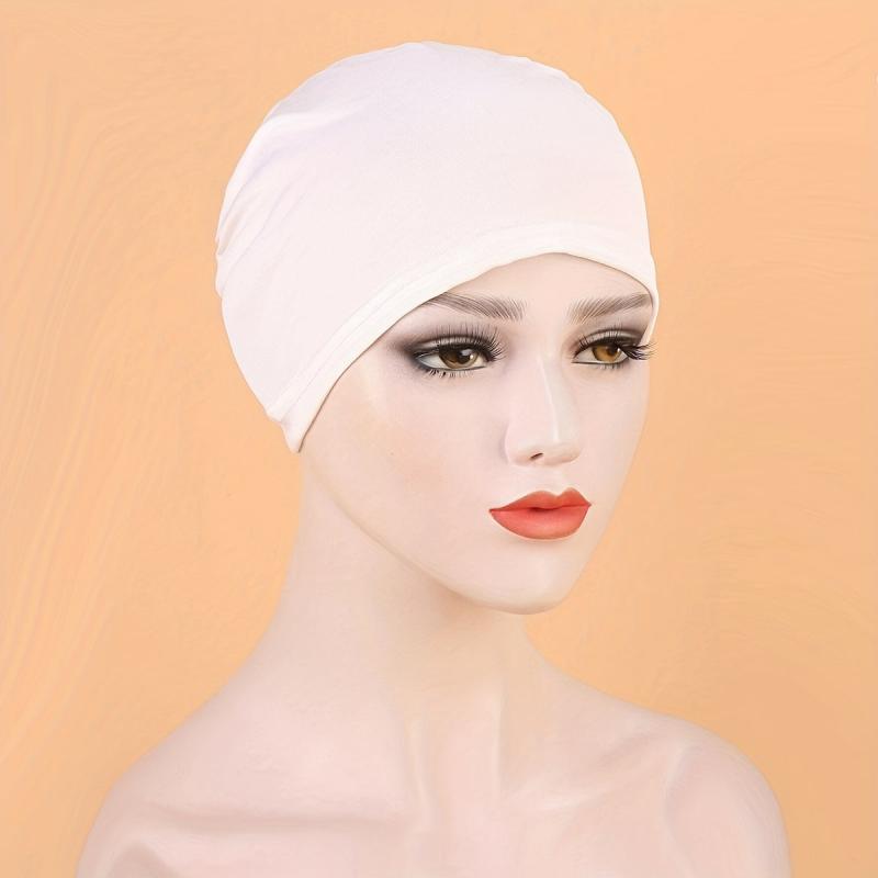 Solid Turban Cap Elastic Inner Cap Head Wraps Casual Bonnet Underscarf