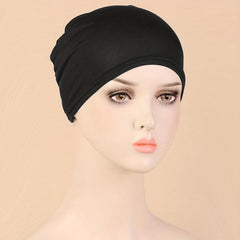 Solid Turban Cap Elastic Inner Cap Head Wraps Casual Bonnet Underscarf