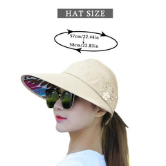 Wide Brim Visor Hat Faux Pearl Flower Solid Visor Hat
