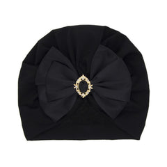 Newborn Baby Girls Bow Hat Solid Rhinestone Turbans Cap Headwear