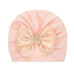 Newborn Baby Girls Bow Hat Solid Rhinestone Turbans Cap Headwear