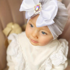 Newborn Baby Girls Bow Hat Solid Rhinestone Turbans Cap Headwear