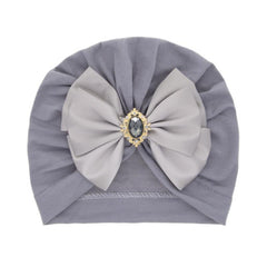 Newborn Baby Girls Bow Hat Solid Rhinestone Turbans Cap Headwear