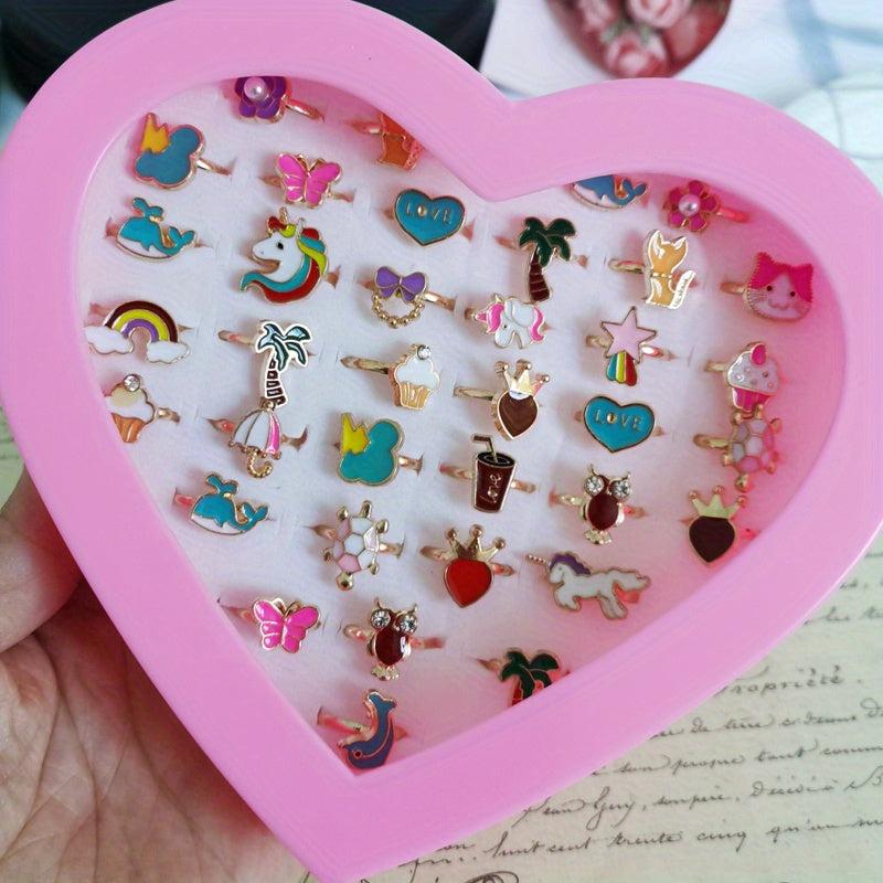 5pcs Children's Bow Girls Finger Ring Hand Jewelry Adjustable Ring