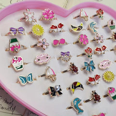 5pcs Children's Bow Girls Finger Ring Hand Jewelry Adjustable Ring