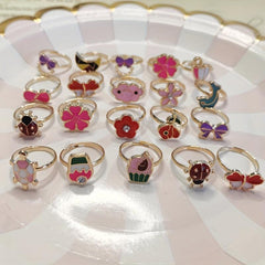 5pcs Children's Bow Girls Finger Ring Hand Jewelry Adjustable Ring