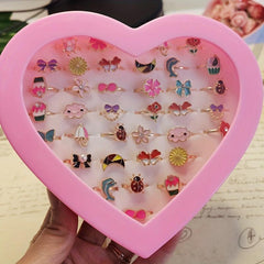 5pcs Children's Bow Girls Finger Ring Hand Jewelry Adjustable Ring