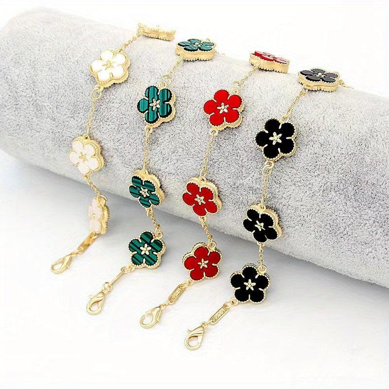 Girls Five Leaf Flower Chain Bracelet Blossom Charm Bangle