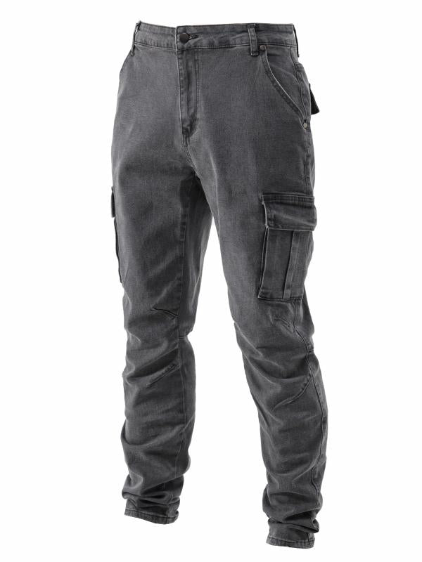 Men's Slim Fit Cargo Jeans Casual Street Style High Stretch Denim Pants
