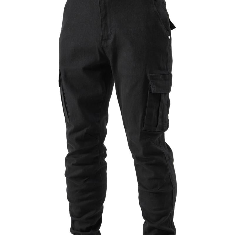 Men's Slim Fit Cargo Jeans Casual Street Style High Stretch Denim Pants