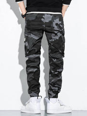 Men Camo Print Cargo Pants with Flap Pocket