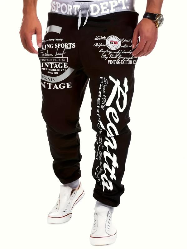 Men's Stylish Letter Joggers Casual Drawstring Pants