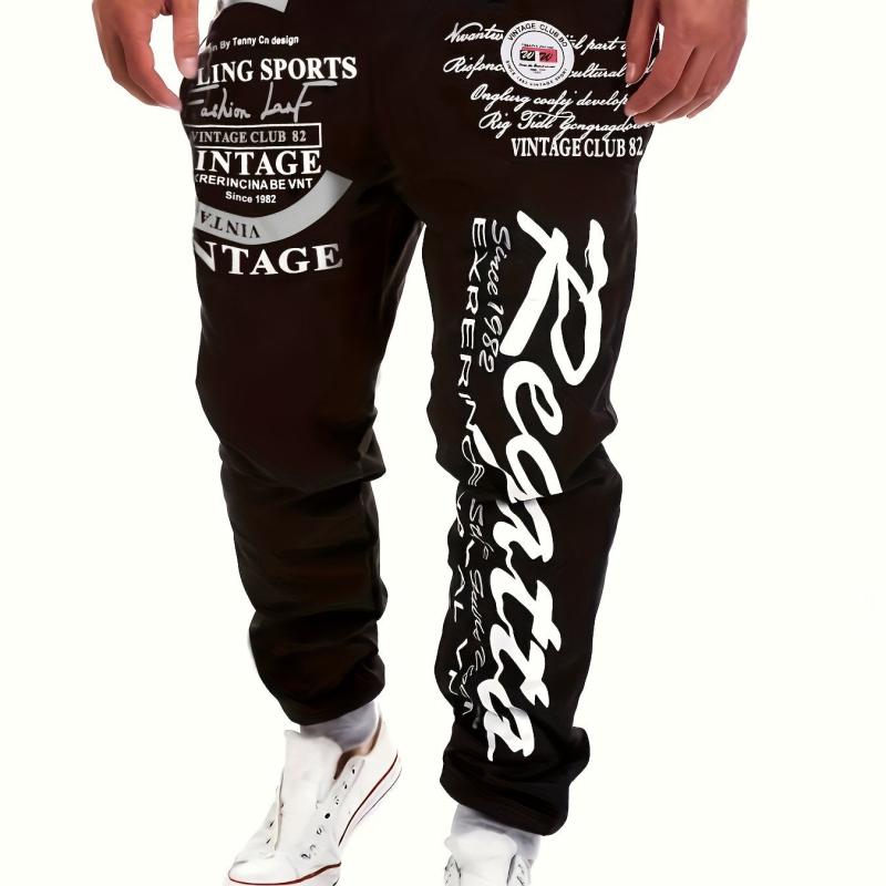 Men's Stylish Letter Joggers Casual Drawstring Pants