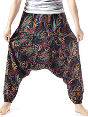 Vintage Cotton Harem Pants Men's Casual Drop Crotch Jogging Harem Pants