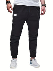 Men's Cotton Blend Joggers Solid Drawstring Pants