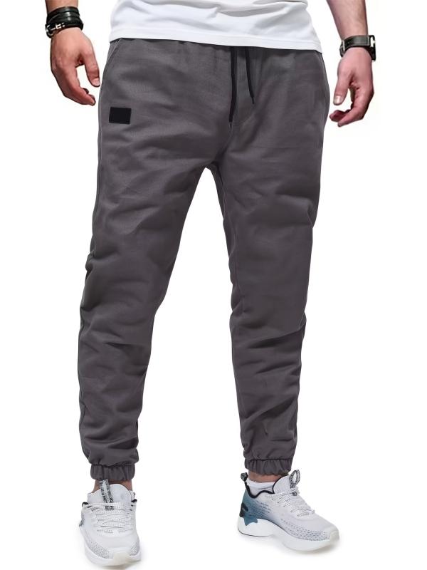 Men's Cotton Blend Joggers Solid Drawstring Pants