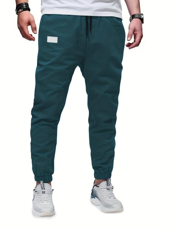 Men's Cotton Blend Joggers Solid Drawstring Pants