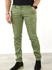 Men s Slim Fit Tapered Slacks Casual Solid Pants For All Seasons