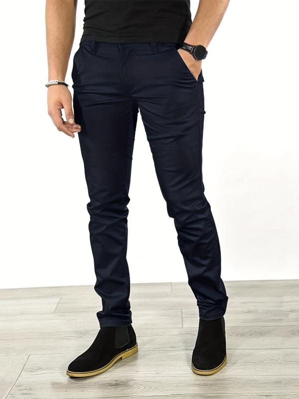 Men s Slim Fit Tapered Slacks Casual Solid Pants For All Seasons
