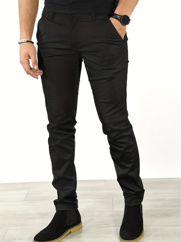 Men s Slim Fit Tapered Slacks Casual Solid Pants For All Seasons