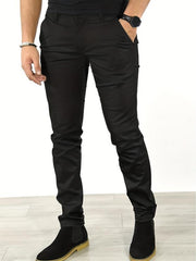 Men s Slim Fit Tapered Slacks Casual Solid Pants For All Seasons